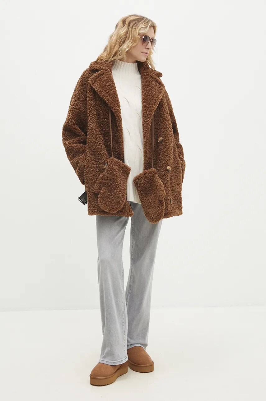 Куртка Answear Lab жіноча колір коричневий перехідна oversize