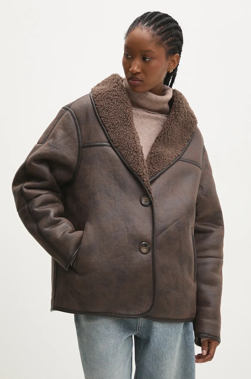 Куртка Answear Lab жіноча колір коричневий перехідна oversize