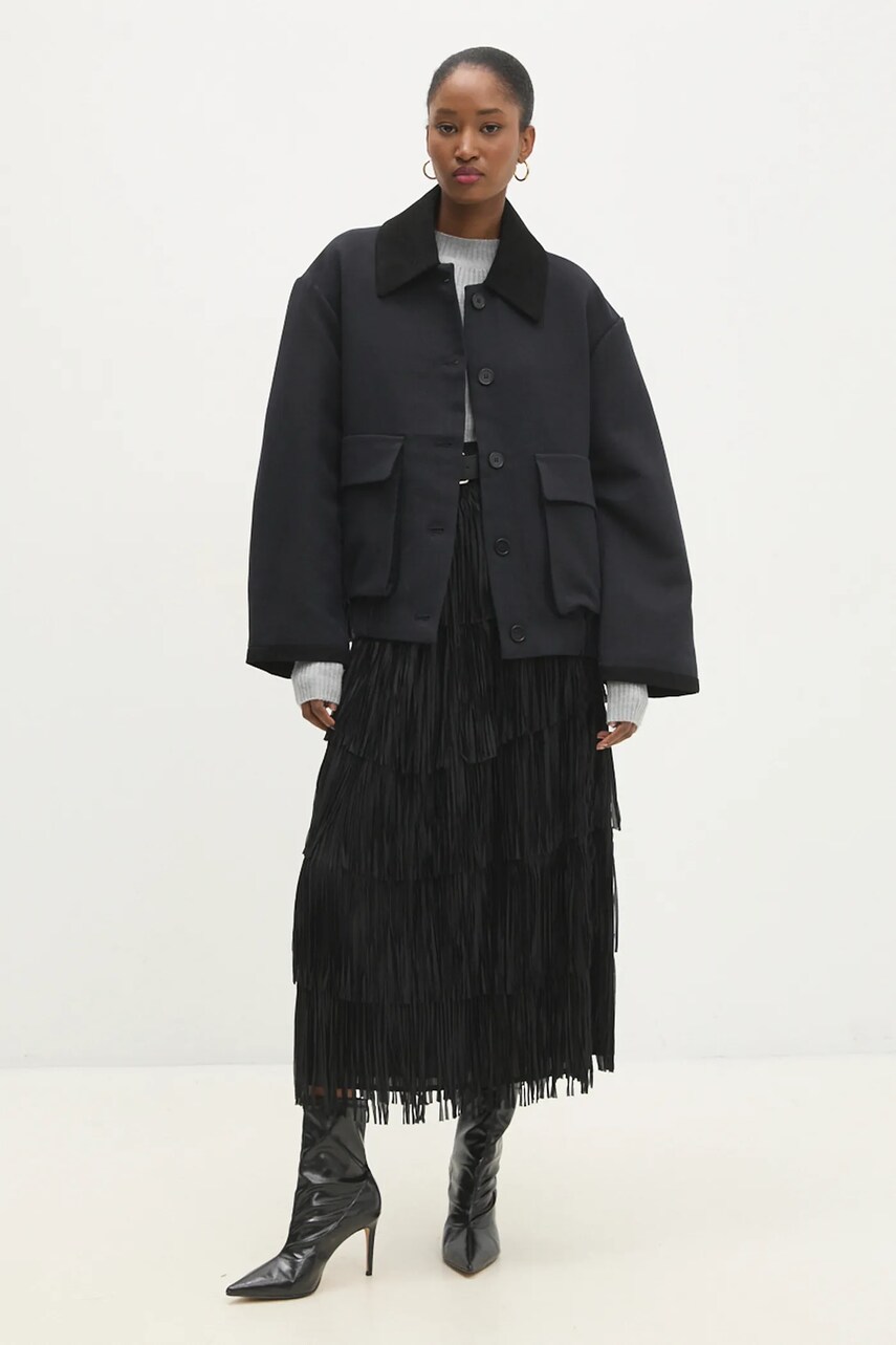 Куртка Answear Lab жіноча колір синій перехідна oversize