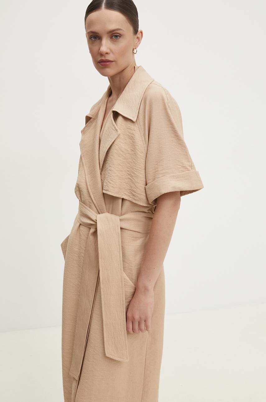 Льняна сукня Answear Lab колір коричневий midi oversize