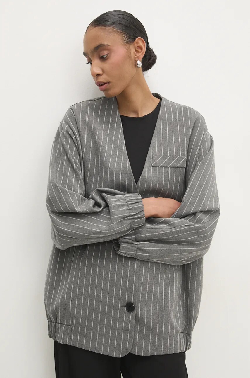 Піджак Answear Lab колір сірий oversize візерунок