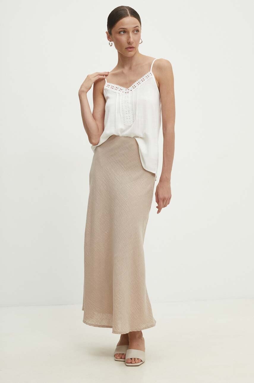 Спідниця Answear Lab колір бежевий maxi пряма