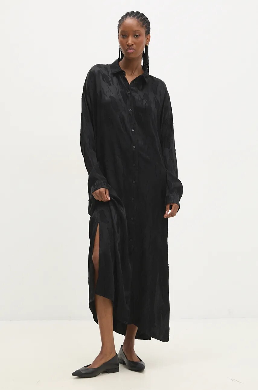 Сукня з шовком Answear Lab колір чорний midi oversize