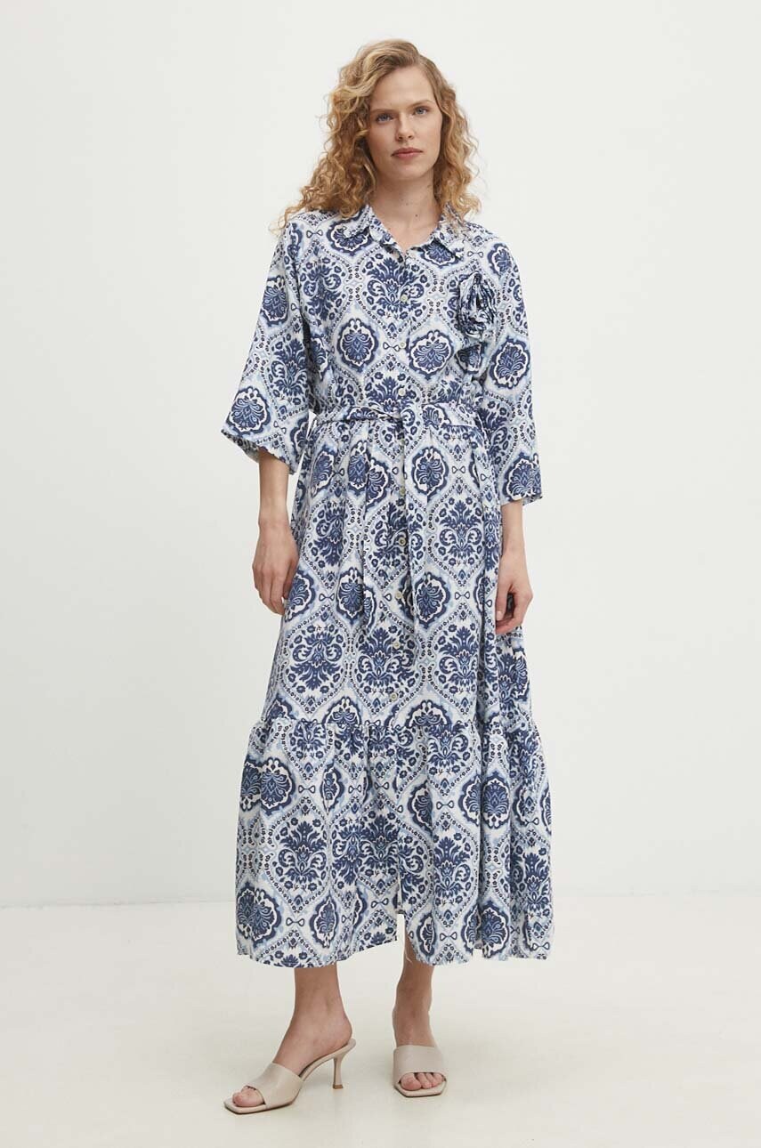 Льняна сукня Answear Lab maxi розкльошена