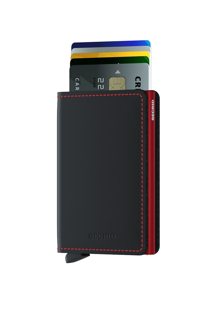Secrid - Шкіряний гаманець SM.Black.Red-Black.Red
