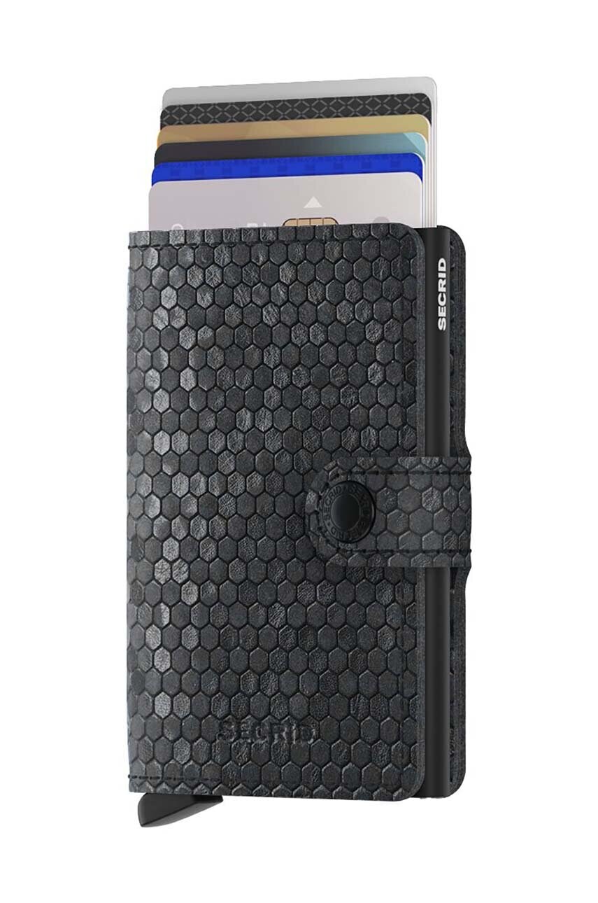 Шкіряний гаманець Secrid Miniwallet Hexagon Black колір чорний