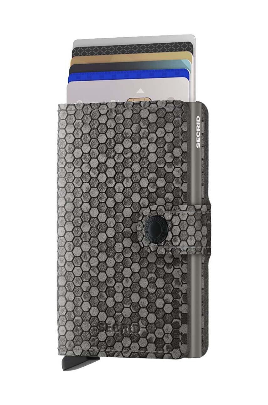 Шкіряний гаманець Secrid Miniwallet Hexagon Grey колір сірий