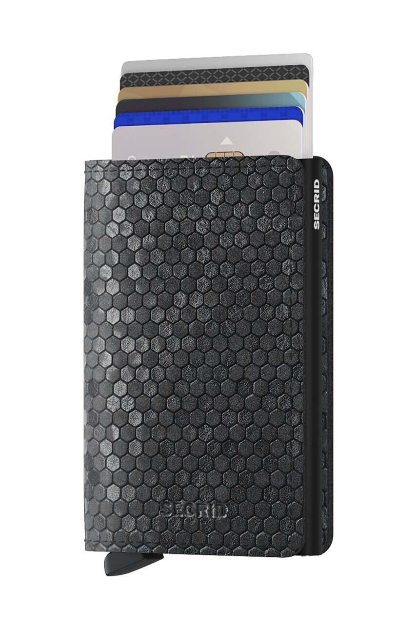 Шкіряний гаманець Secrid Slimwallet Hexagon Black колір чорний