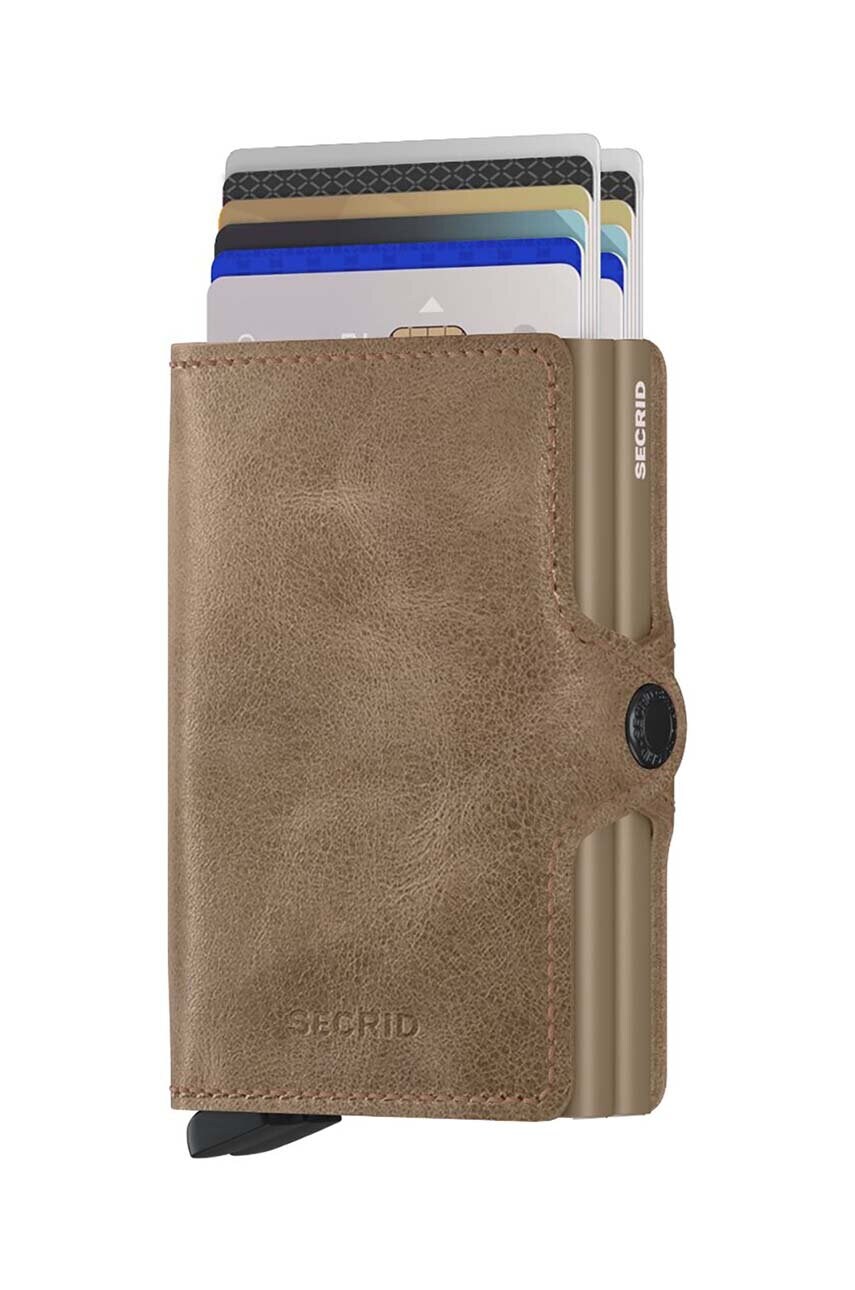 Шкіряний гаманець Secrid Twinwallet Vintage Taupe колір бежевий