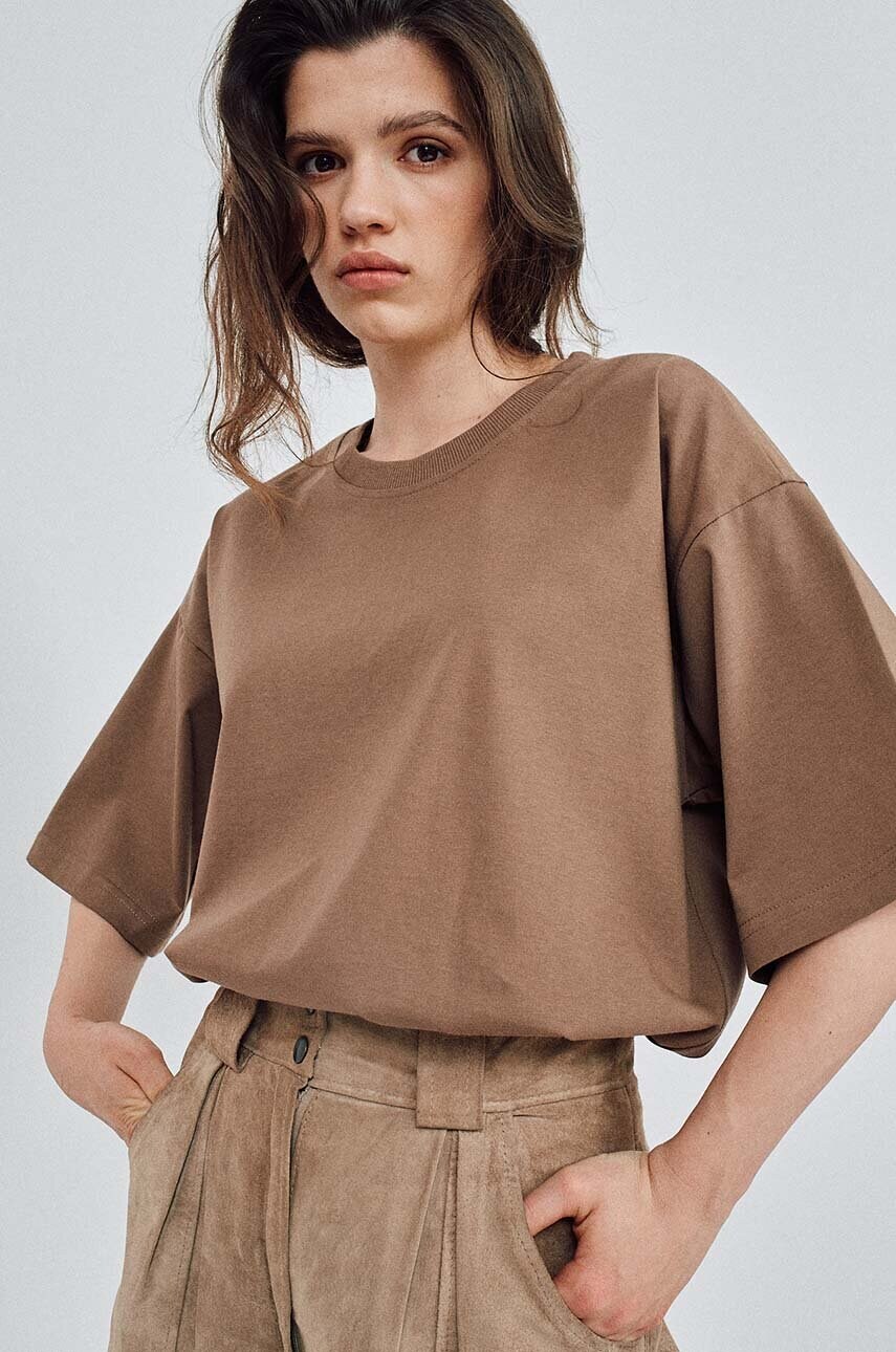 Бавовняна футболка MUUV. READY TO WEAR колір коричневий