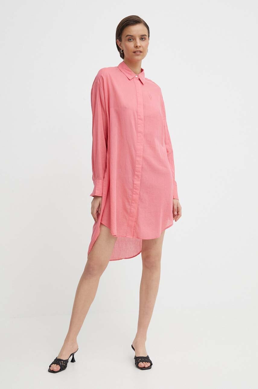 Бавовняна сукня Mos Mosh колір рожевий mini oversize
