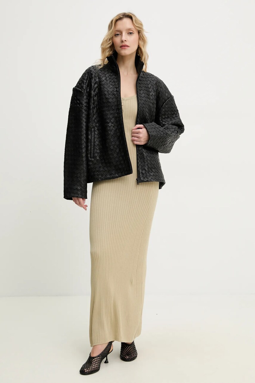 Шкіряна куртка 2NDDAY Enriqueta колір чорний перехідна oversize 2252512608