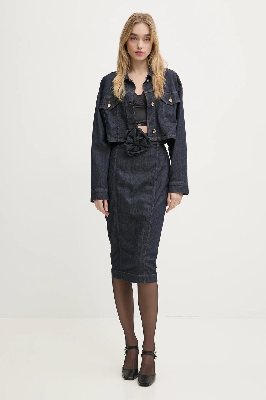 Джинсова спідниця Blugirl Blumarine колір синій midi олівець RA5135.D4992