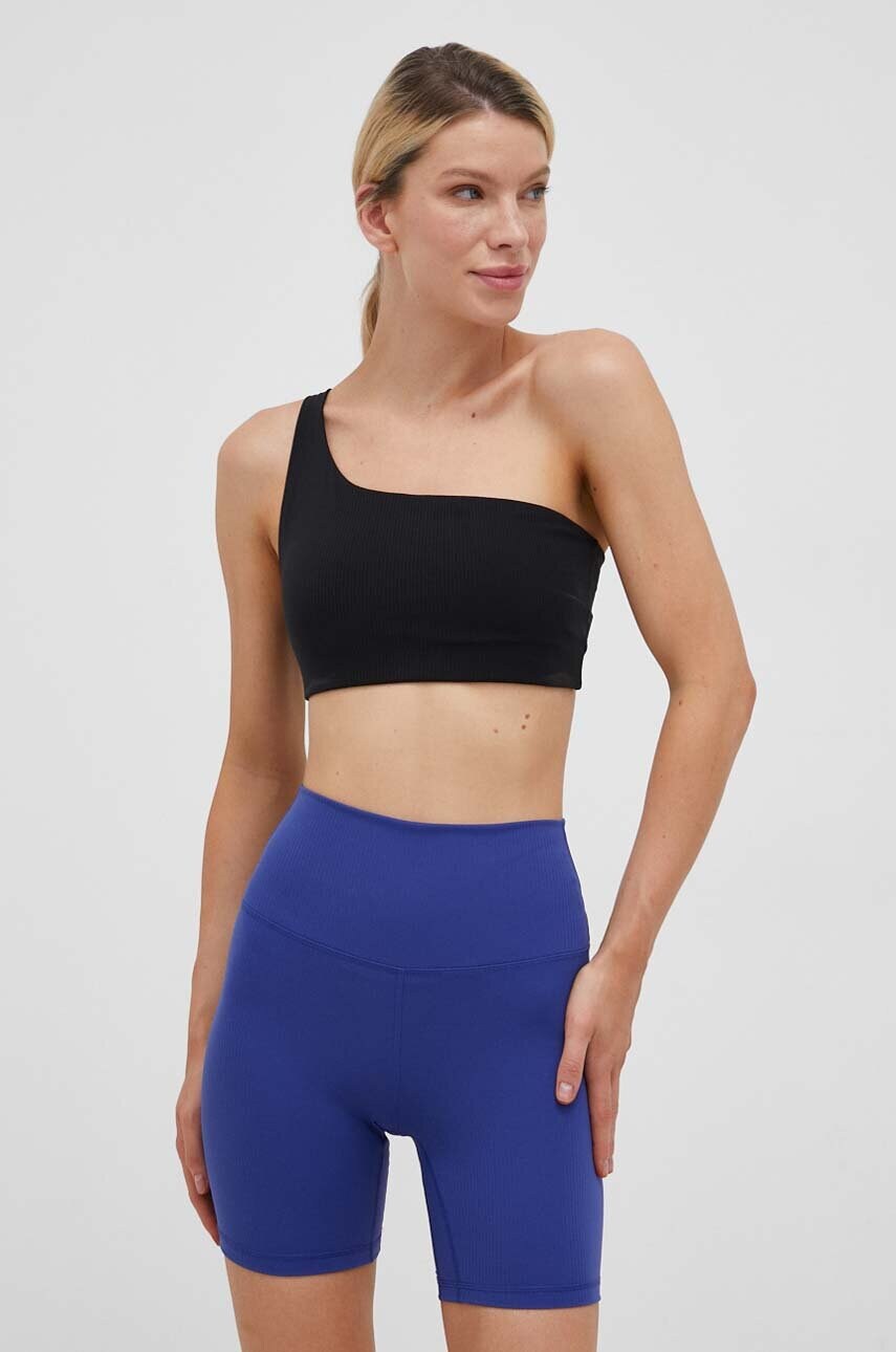Бюстгальтер для йоги JOYINME Heat Ribbed колір чорний однотонний