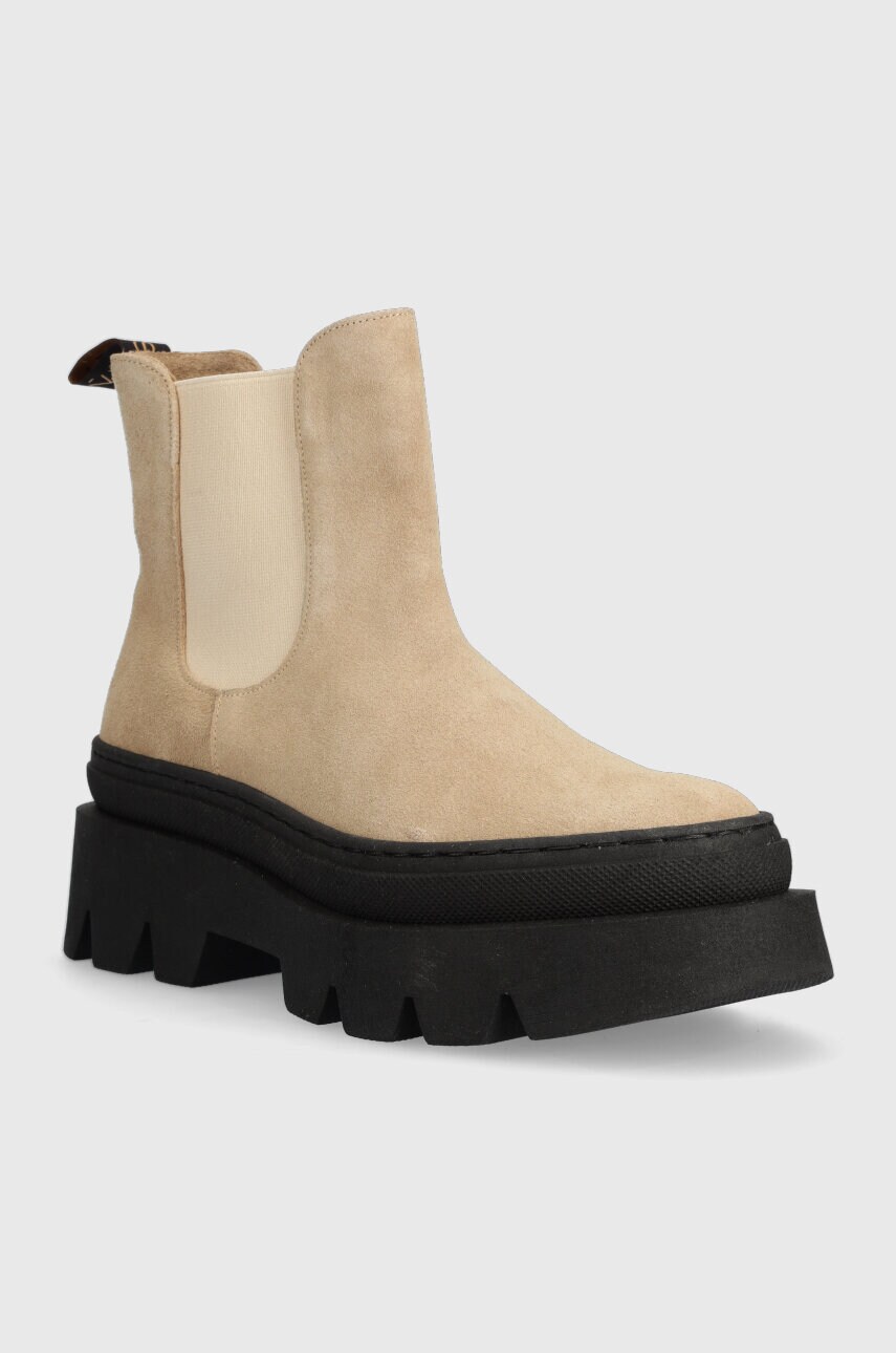 Замшеві черевики Charles Footwear Bette жіночі колір бежевий на платформі Bette.Boots.Sabbia