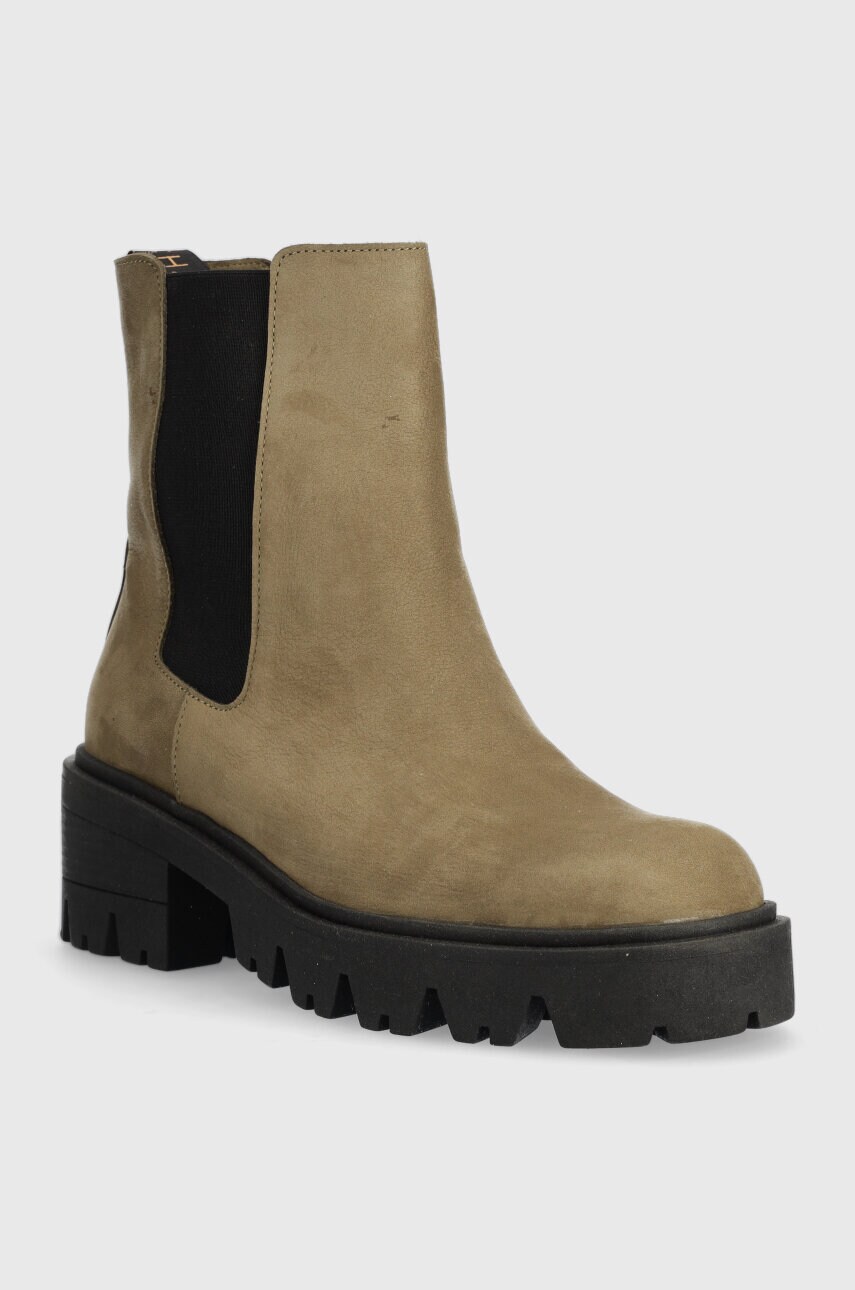 Замшеві черевики Charles Footwear Diana жіночі колір зелений на платформі Diana.Boots.Military.G