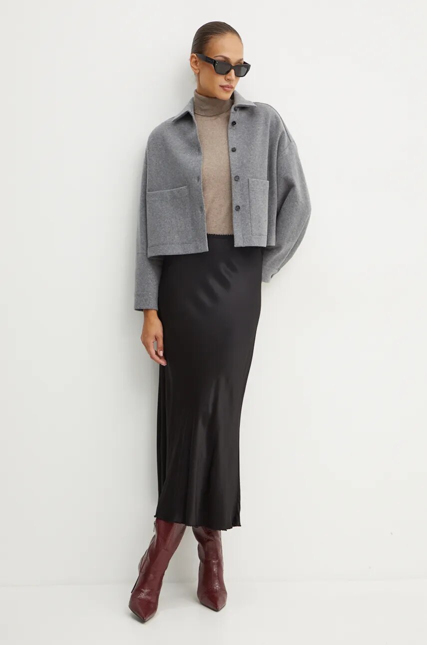 Вовняне пальто Liviana Conti колір сірий перехідне oversize L4WL52