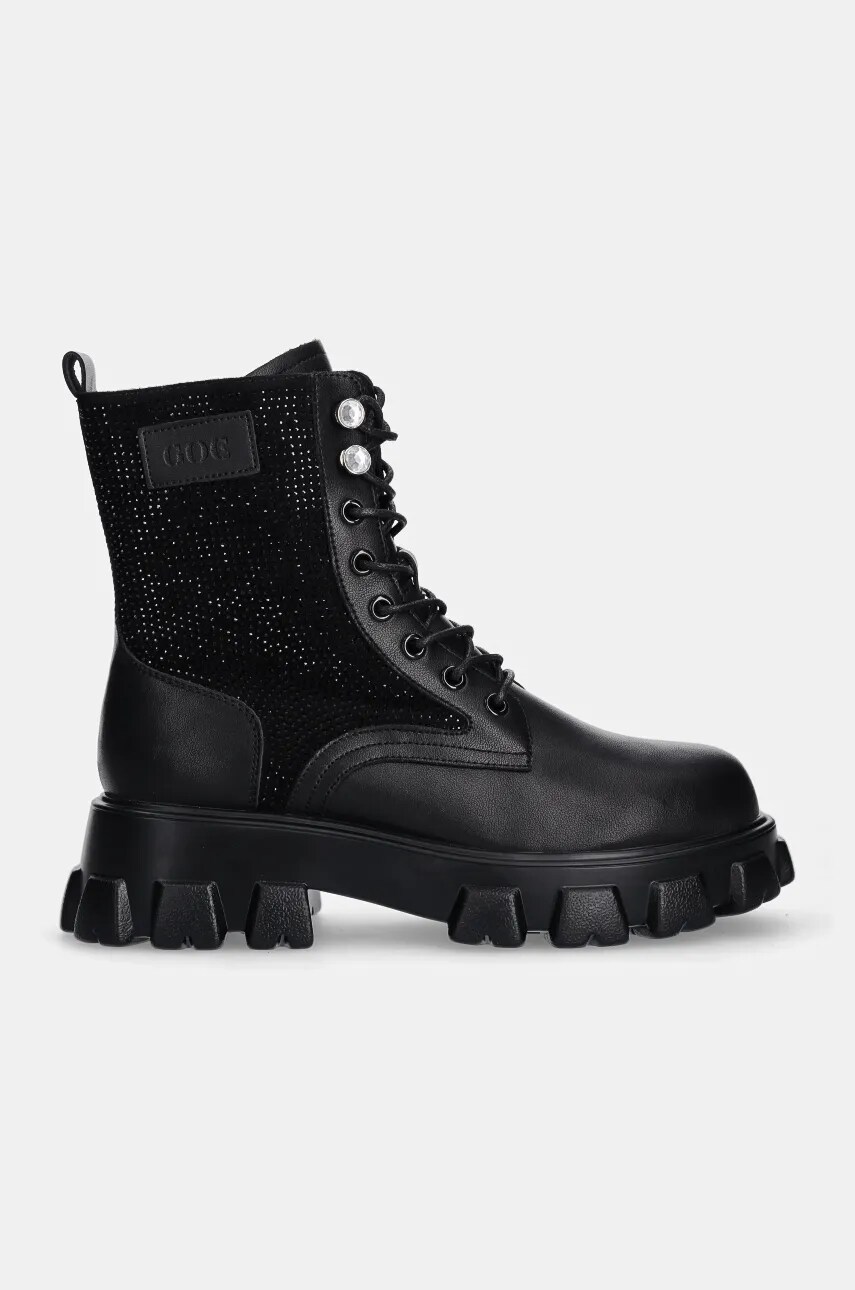 Шкіряні черевики GOE жіночі колір чорний на платформі OO2N4106 BLACK
