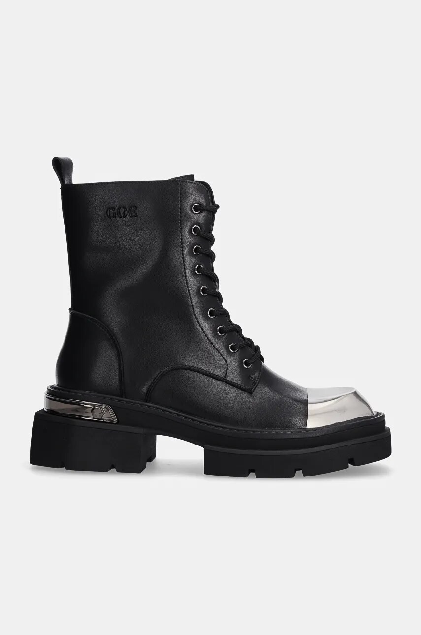 Шкіряні черевики GOE жіночі колір чорний на платформі OO2N4119 BLACK