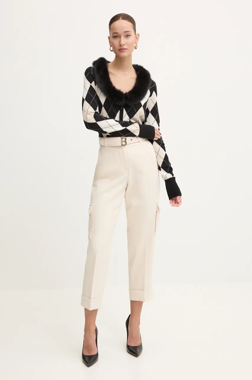 Штани Blugirl Blumarine жіночі колір бежевий прямі висока посадка RF4074.T3190